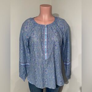 TALBOTS STAINED GLASS MEDALLION BAND COLLAR POPOVER